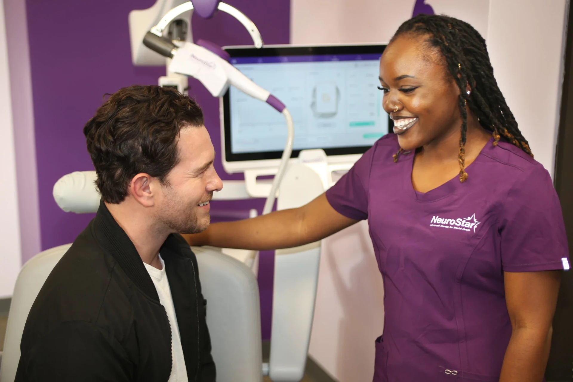 Patient receiving TMS treatment